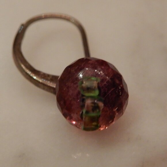 925 Silver and Faceted Pink Crystal Bead Single Dangle Earring - Picture 2 of 2